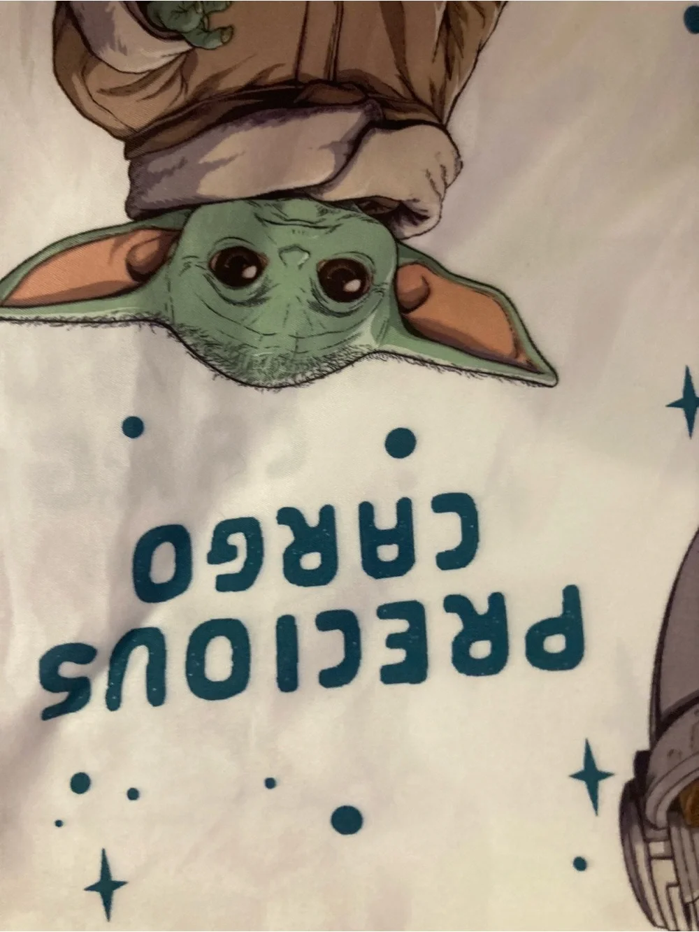 Star Wars Baby Yoda Comforter Cover in White and Sage Green